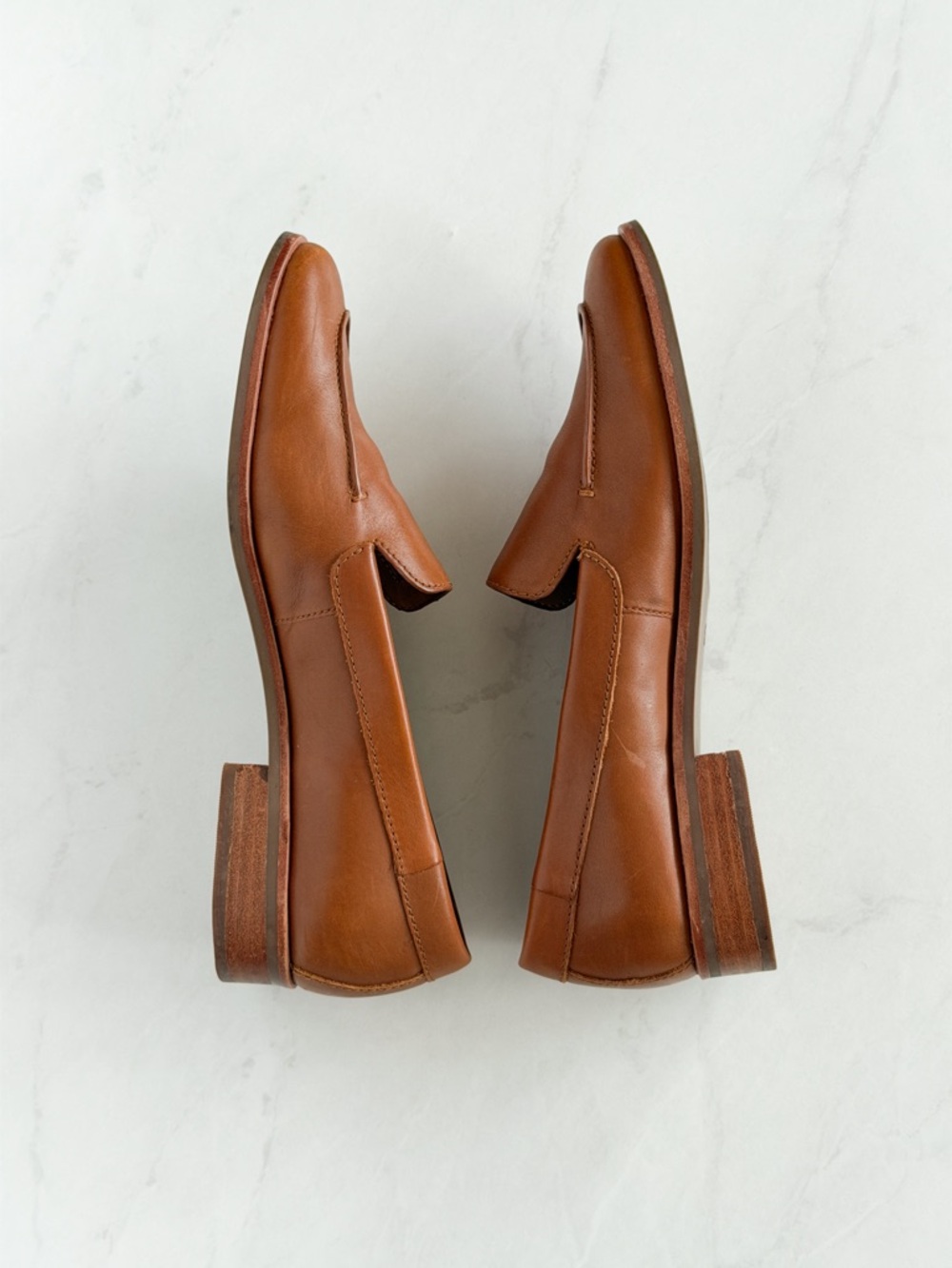 Aerosoles Brown Leather Loafers 7.5 Slip On Flat Classic Minimal - Picture 4 of 9